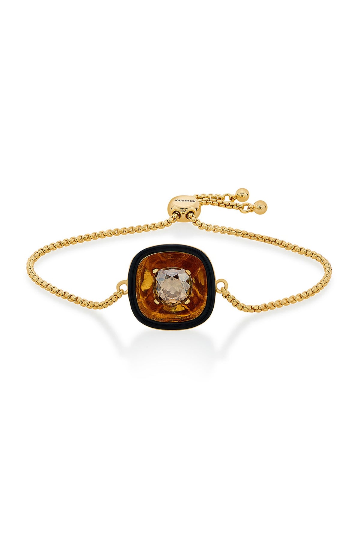 Gold Plated Crystal Wrapped Enameled Bracelet