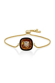 Gold Plated Crystal Wrapped Enameled Bracelet
