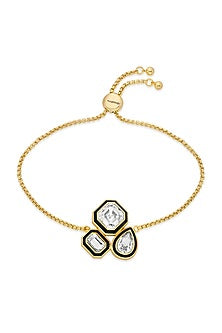 Gold Plated White Crystal Trio Bracelet