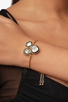 Gold Plated White Crystal Trio Bracelet
