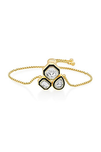 Gold Plated White Crystal Trio Bracelet