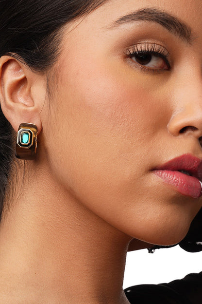 Gold Plated Green Crystal Dangler Earrings
