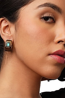 Gold Plated Green Crystal Dangler Earrings