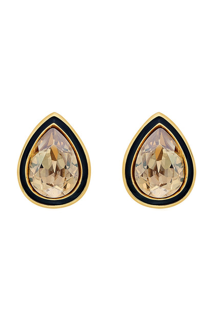 Gold Plated Crystal Enameled Stud Earrings