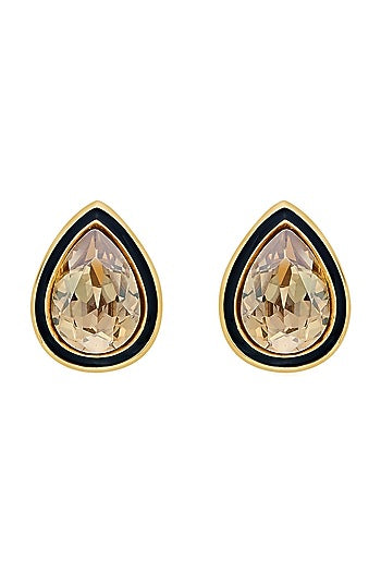 Gold Plated Crystal Enameled Stud Earrings