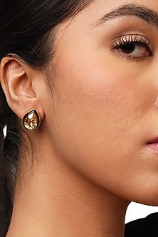 Gold Plated Crystal Enameled Stud Earrings