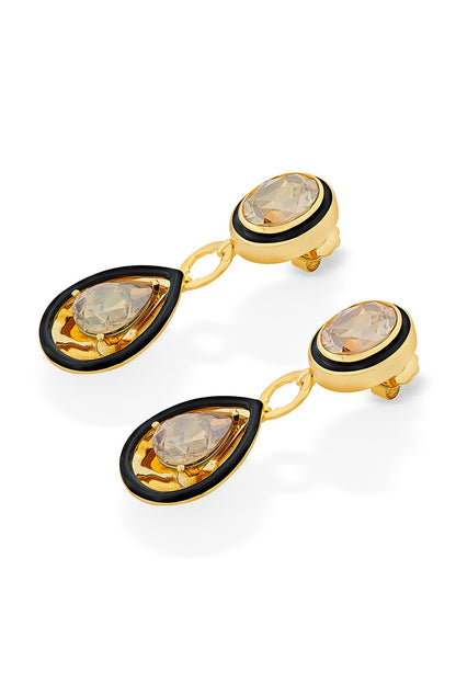 Gold Plated Crystal Enameled Dangler Earrings