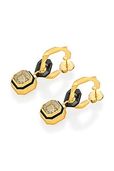 Gold Plated Crystal Enameled Dangler Earrings