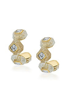 Gold Plated White Crystal Hoop Earrings
