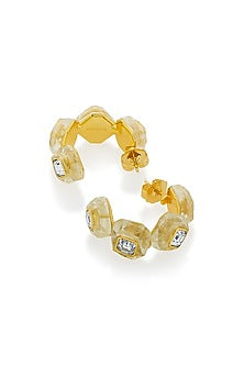 Gold Plated White Crystal Hoop Earrings