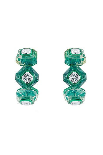 Green Crystal Hoop Earrings