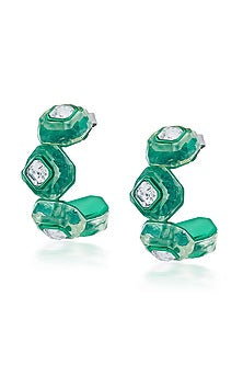 Green Crystal Hoop Earrings