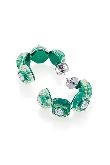 Green Crystal Hoop Earrings
