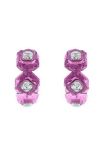 Pink Crystal Hoop Earrings