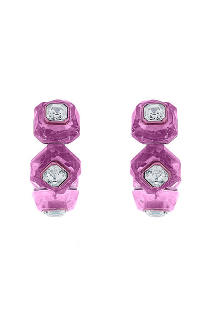 Pink Crystal Hoop Earrings