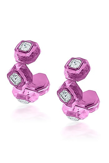 Pink Crystal Hoop Earrings