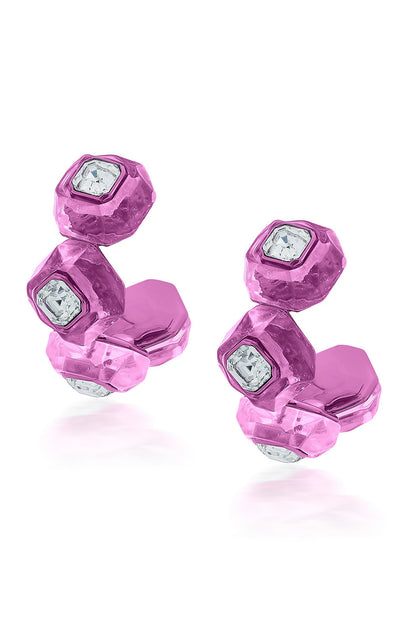 Pink Crystal Hoop Earrings