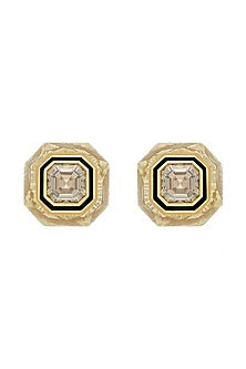 Gold Plated Crystal Enameled Stud Earrings