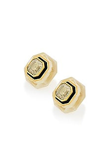 Gold Plated Crystal Enameled Stud Earrings