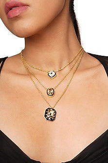 Gold Plated Multi-Colored Crystal Enameled Necklace