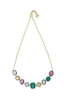 Gold Plated Multi-Colored Crystal Choker Necklace