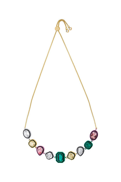 Gold Plated Multi-Colored Crystal Choker Necklace