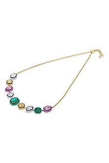 Gold Plated Multi-Colored Crystal Choker Necklace