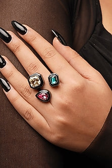 Black Multi-Colored Crystal Ring
