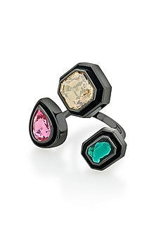 Black Multi-Colored Crystal Ring