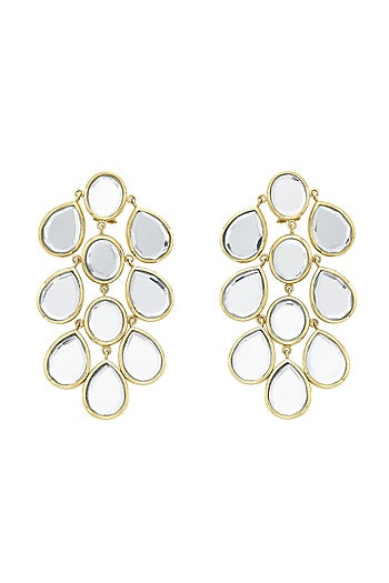 Gold Plated Mirror Dangler Earrings