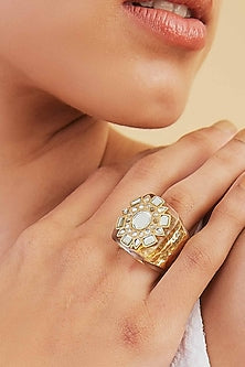 Gold Plated Mirror & Resin Ring