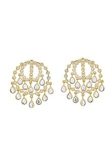 Gold Plated CZ Mirror Handcrafted Dangler Earrings