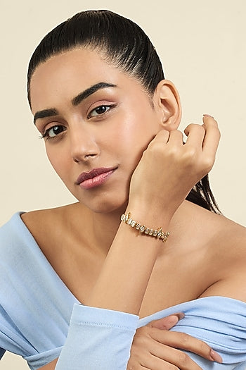 Gold Plated Mirror Tennis Girlie Bolo Bracelet