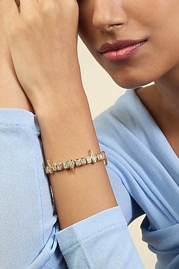 Gold Plated Mirror Tennis Girlie Bolo Bracelet