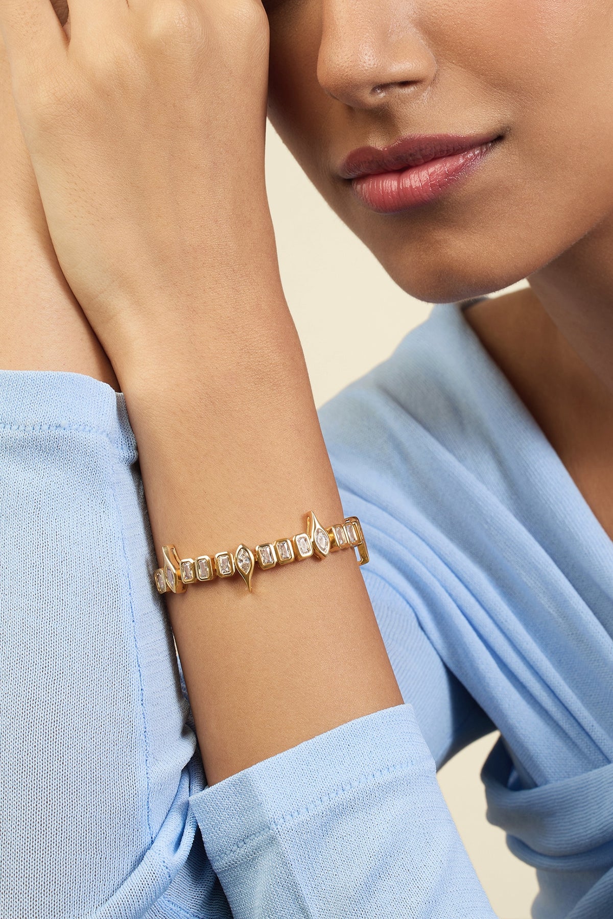 Gold Plated Mirror Tennis Girlie Bolo Bracelet