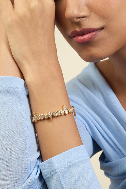 Gold Plated Mirror Tennis Girlie Bolo Bracelet