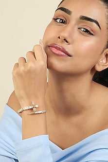 Gold Plated Mirror Tennis Cross Front Open Cuff
