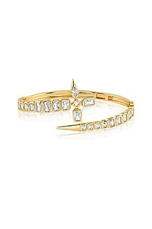 Gold Plated Mirror Tennis Cross Front Open Cuff
