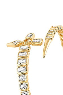 Gold Plated Mirror Tennis Cross Front Open Cuff