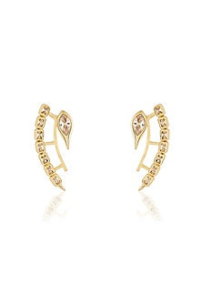 Gold Plated Mirror Tennis Front-Back Stud Earrings