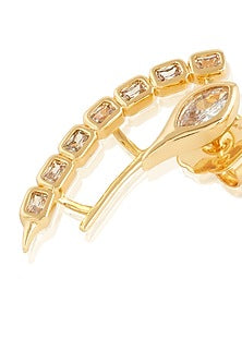 Gold Plated Mirror Tennis Front-Back Stud Earrings
