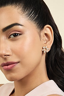 Gold Plated Mirror Punk Tennis Stud Earrings