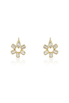 Gold Plated Mirror Punk Tennis Stud Earrings
