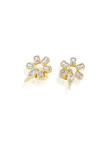 Gold Plated Mirror Punk Tennis Stud Earrings