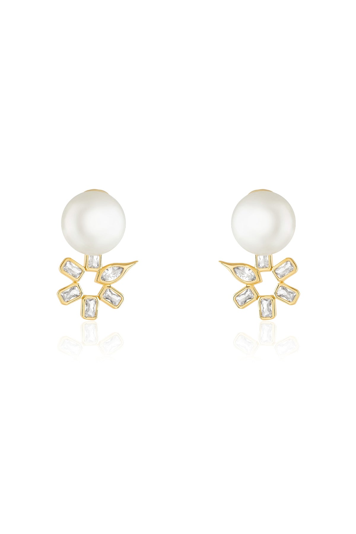 Gold Plated Mirror Punk Tennis Dangler Earrings