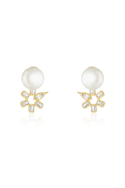 Gold Plated Mirror Punk Tennis Dangler Earrings