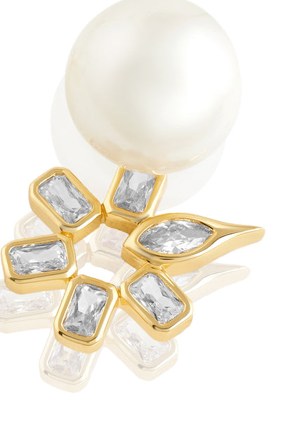 Gold Plated Mirror Punk Tennis Dangler Earrings