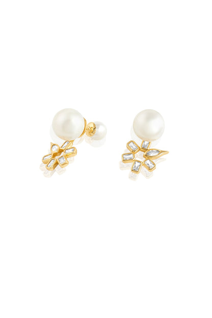 Gold Plated Mirror Punk Tennis Dangler Earrings