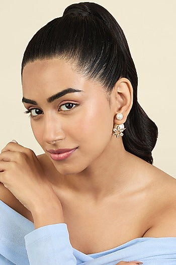 Gold Plated Mirror Punk Tennis Dangler Earrings