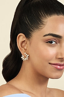 Gold Plated Mirror Tennis Stud Earrings